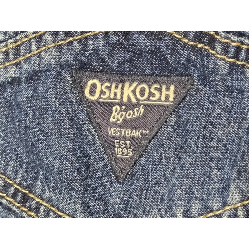 OshKosh B'gosh Boys 24 months Classic Overalls Blue Denim 100% Cotton Snap Legs